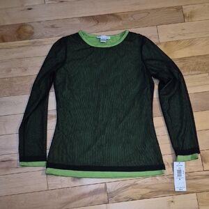 Brand New Bianca Nygard Women's Size 6 Green Top With Black Mesh